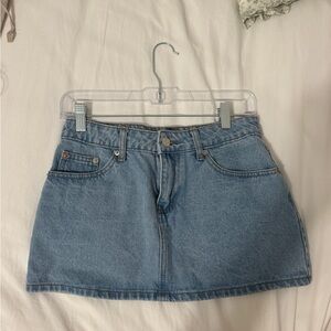 Edikted Light Blue Denim Mini Skirt